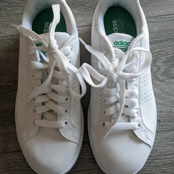 adidas gazelle silver green womens adidas Advantage Eco Shoes Cloud White / Cloud White / Green  Heppo.com